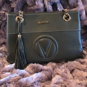 Olive Valentino leather shoulder bag